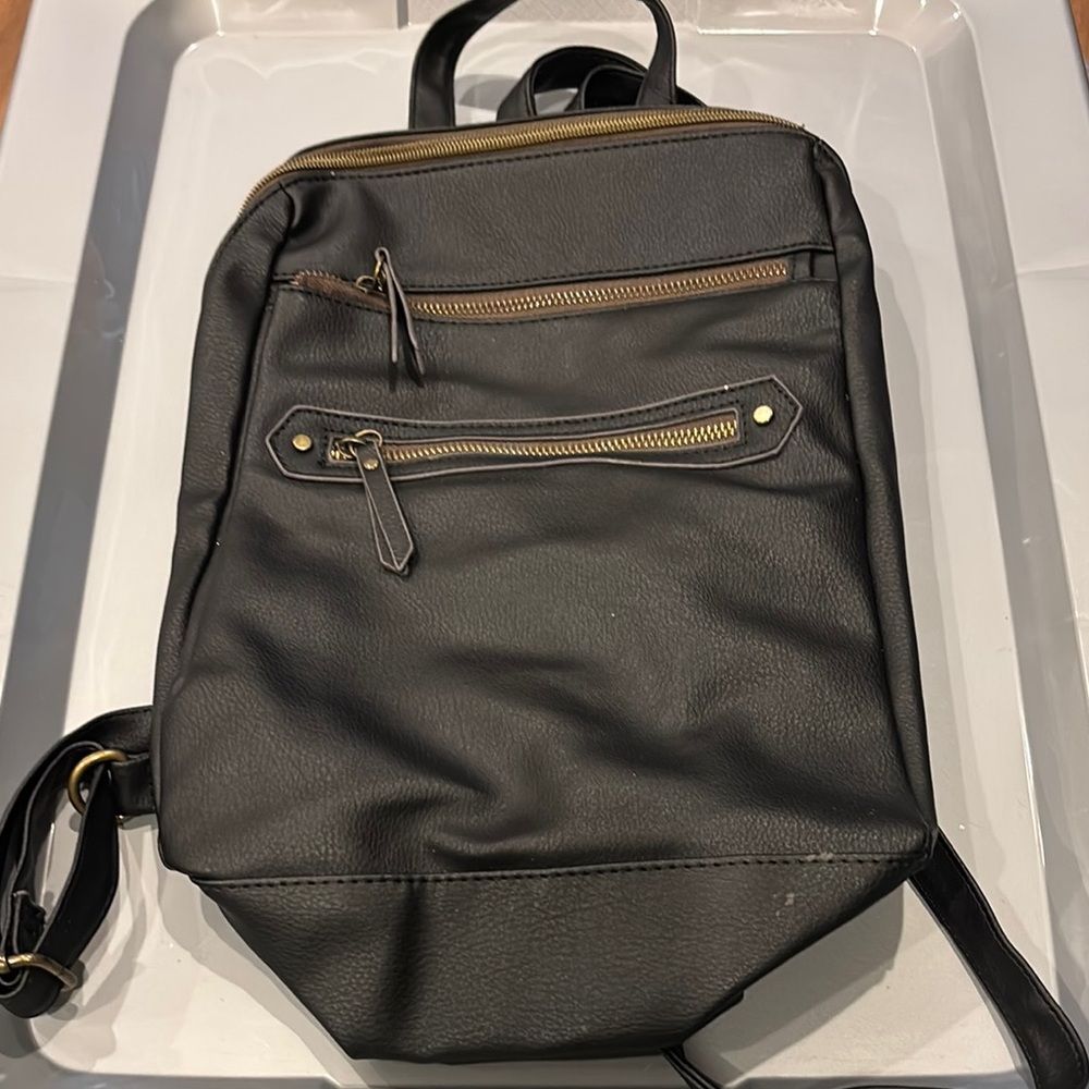 Black Faux Leather Book bag